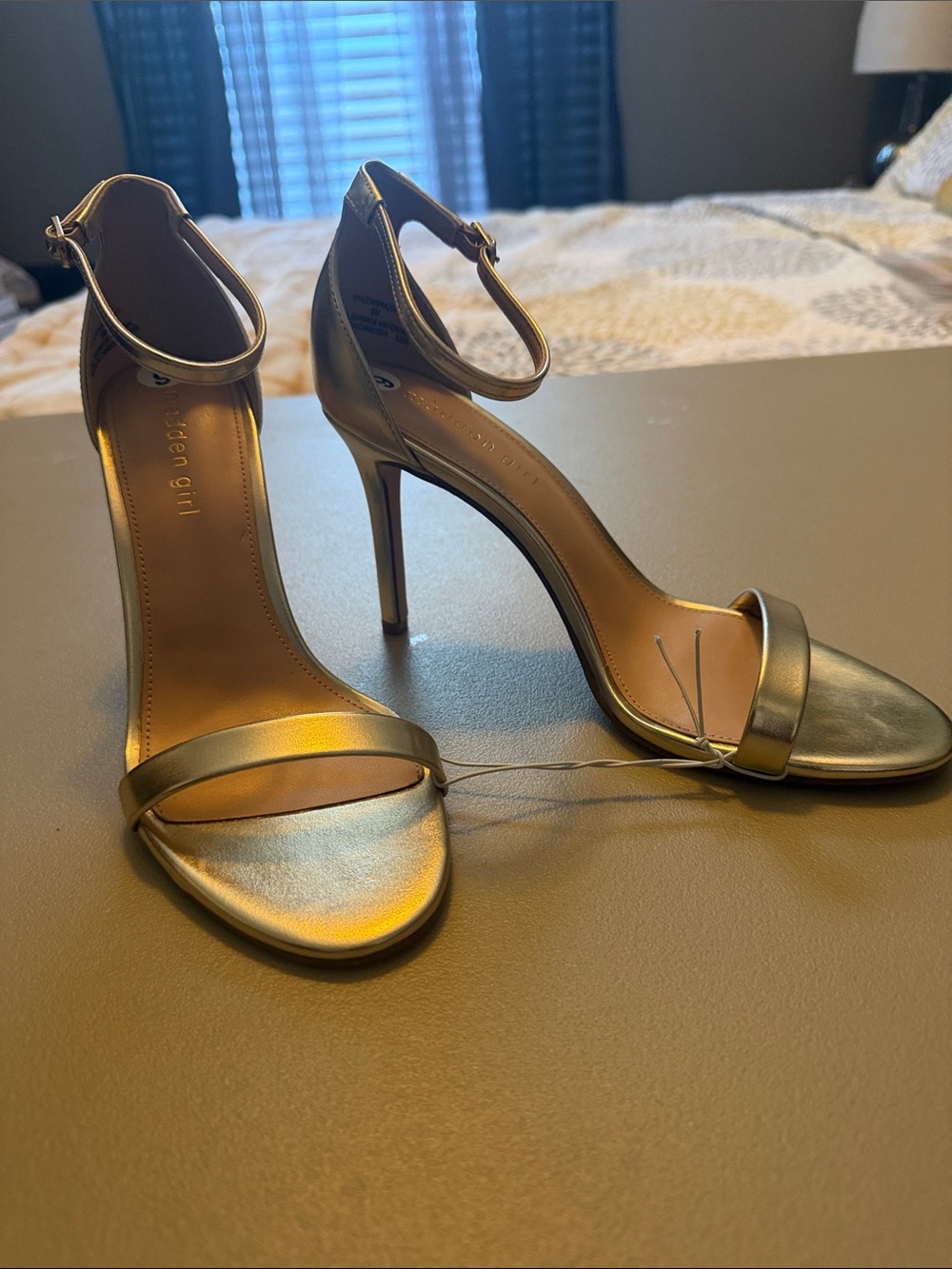 Madden Girl Metallic Gold Ankle-Strap Stiletto Sandals-NWOB or Tag
